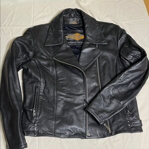 Power Trip Black Leather Jacket with Orange Details
